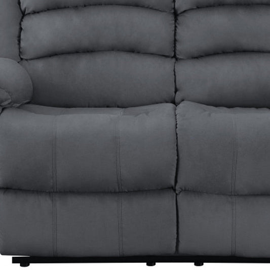 60" Gray Microfiber Manual Reclining Loveseat HomeRoots