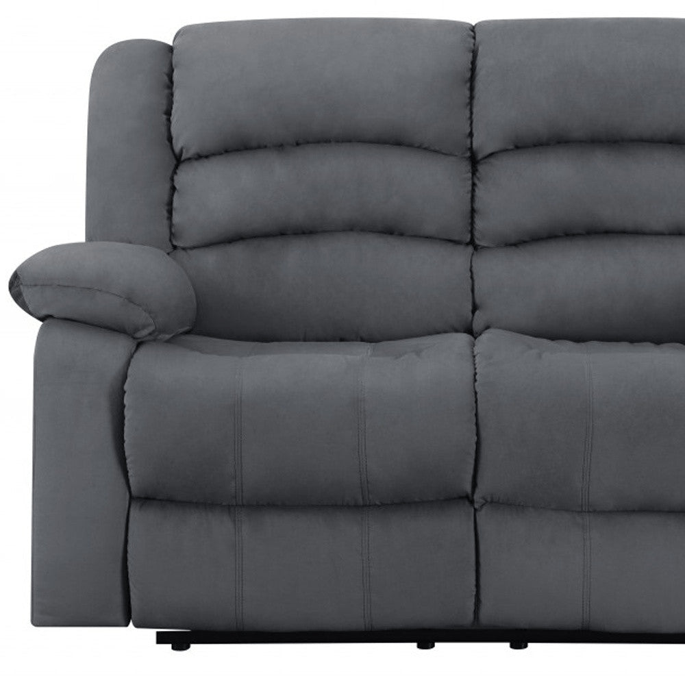 60" Gray Microfiber Manual Reclining Loveseat HomeRoots