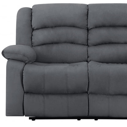 60" Gray Microfiber Manual Reclining Loveseat HomeRoots