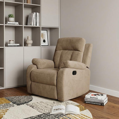 63" Beige Leather Match Recliner HomeRoots