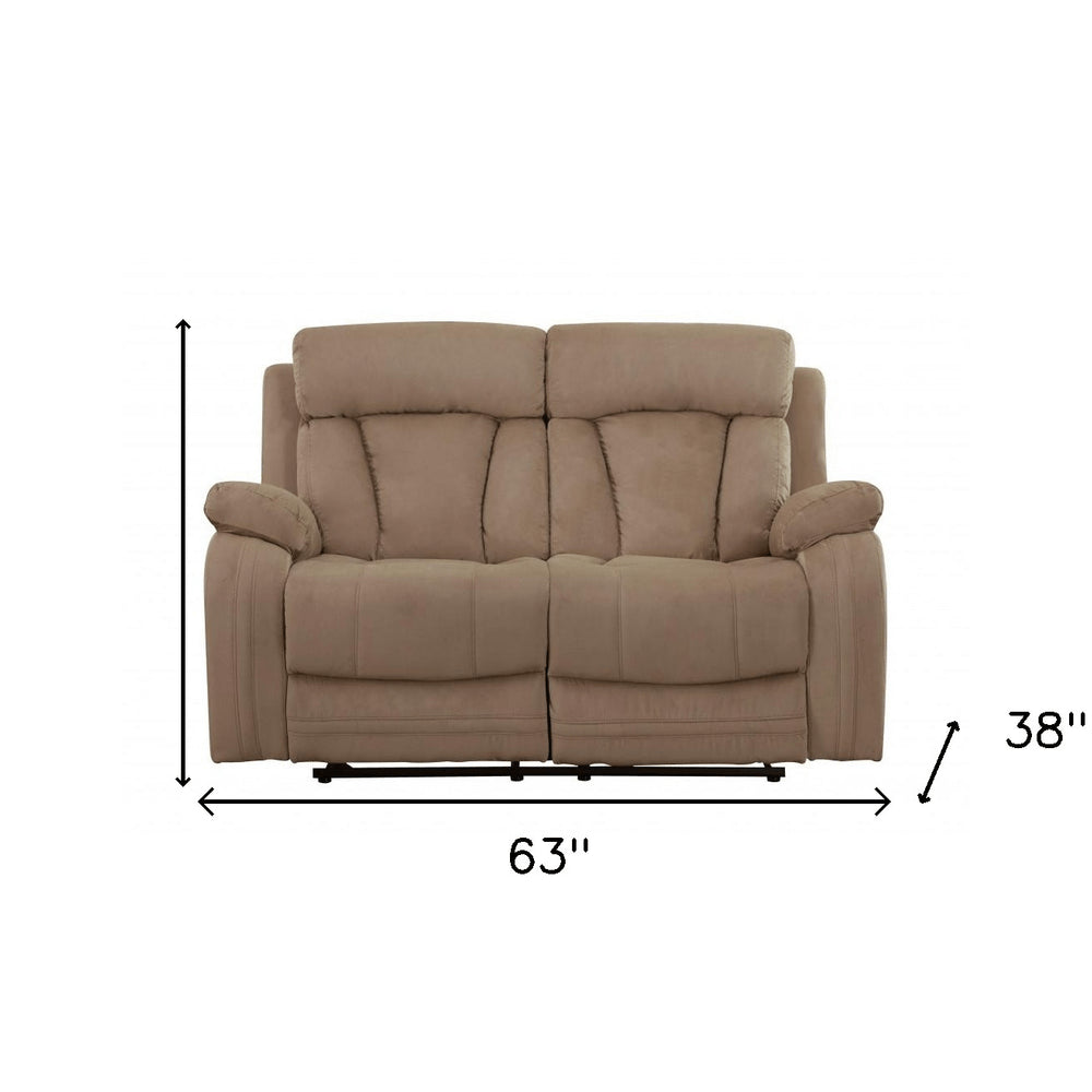 63" Beige Leather Match Recliner HomeRoots