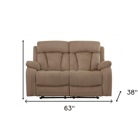 63" Beige Leather Match Recliner HomeRoots