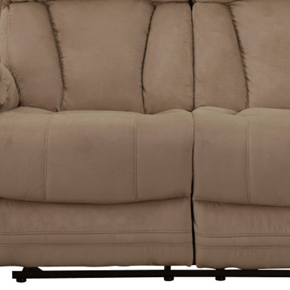 63" Beige Leather Match Recliner HomeRoots