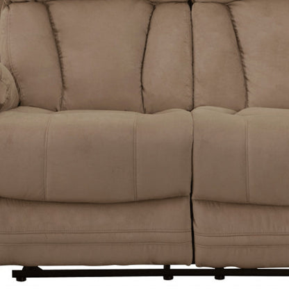 63" Beige Leather Match Recliner HomeRoots