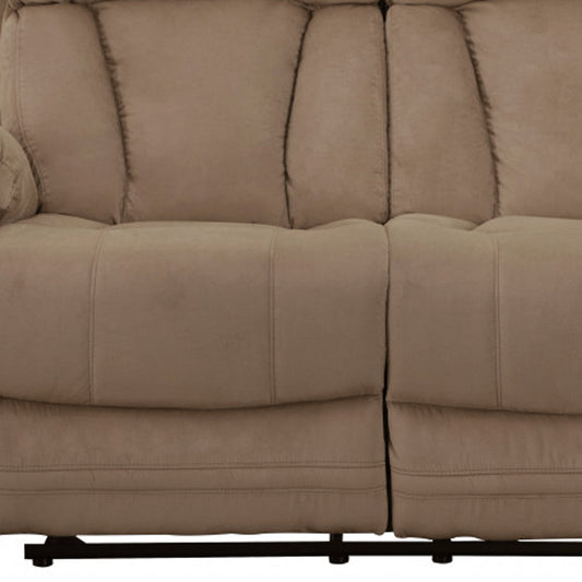 63" Beige Leather Match Recliner HomeRoots