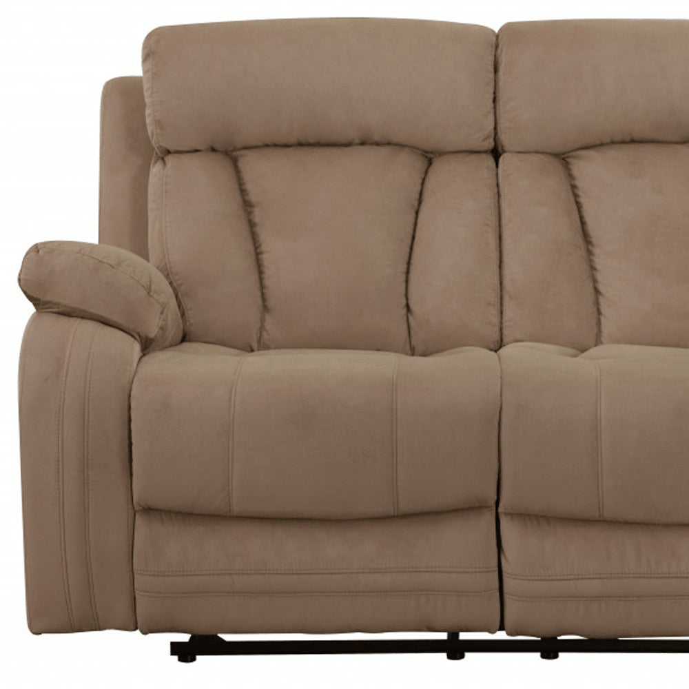 63" Beige Leather Match Recliner HomeRoots
