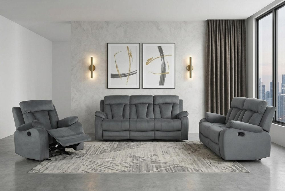 Three Piece Indoor Gray Microsuede Six Person Seating Set HomeRoots