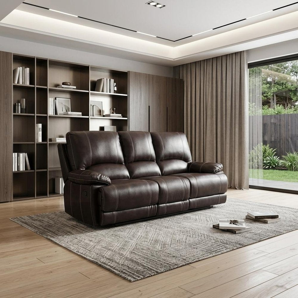 89" Brown Microfiber Reclining Sofa With Black Legs HomeRoots