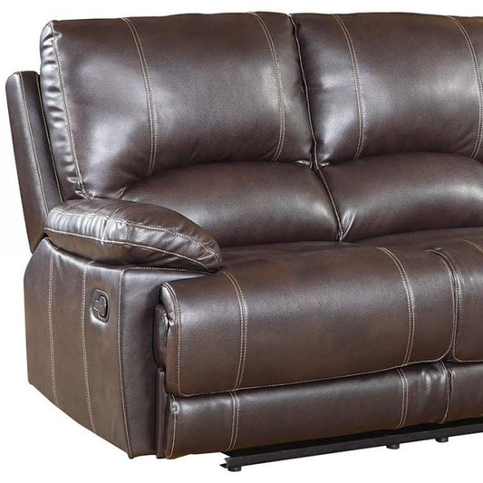 65" Brown Faux Leather Manual Reclining Love Seat HomeRoots