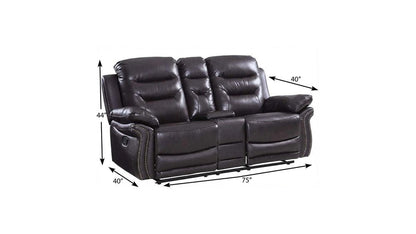 75" Brown Faux Leather Manual Reclining Love Seat With Storage HomeRoots