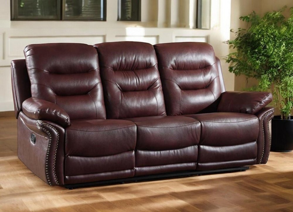 90" Burgundy Faux Leather Reclining Sofa With Black Legs HomeRoots