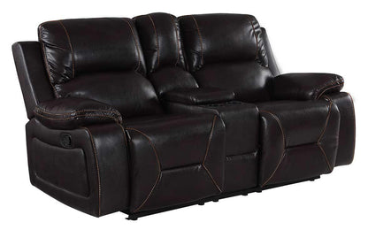 77" Brown Faux Leather Manual Reclining Love Seat With Storage - FurniFindUSA