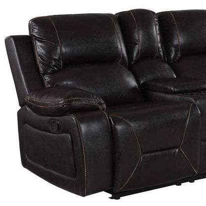 77" Brown Faux Leather Manual Reclining Love Seat With Storage - FurniFindUSA