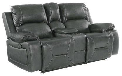 77" Gray Faux Leather Manual Reclining Love Seat With Storage