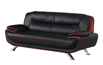 80" Black And Silver Leather Sofa - FurniFindUSA