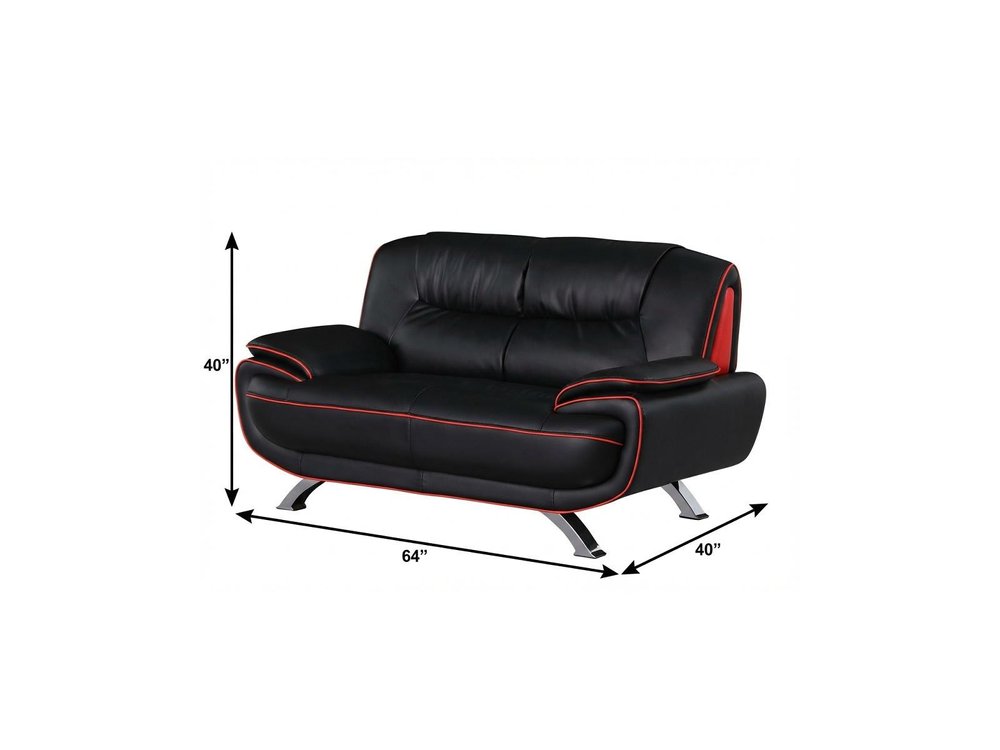 Two Piece Indoor Black Genuine Leather Five Person Seating Set HomeRoots