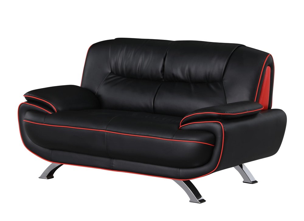 Two Piece Indoor Black Genuine Leather Five Person Seating Set HomeRoots