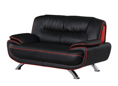 Two Piece Indoor Black Genuine Leather Five Person Seating Set HomeRoots