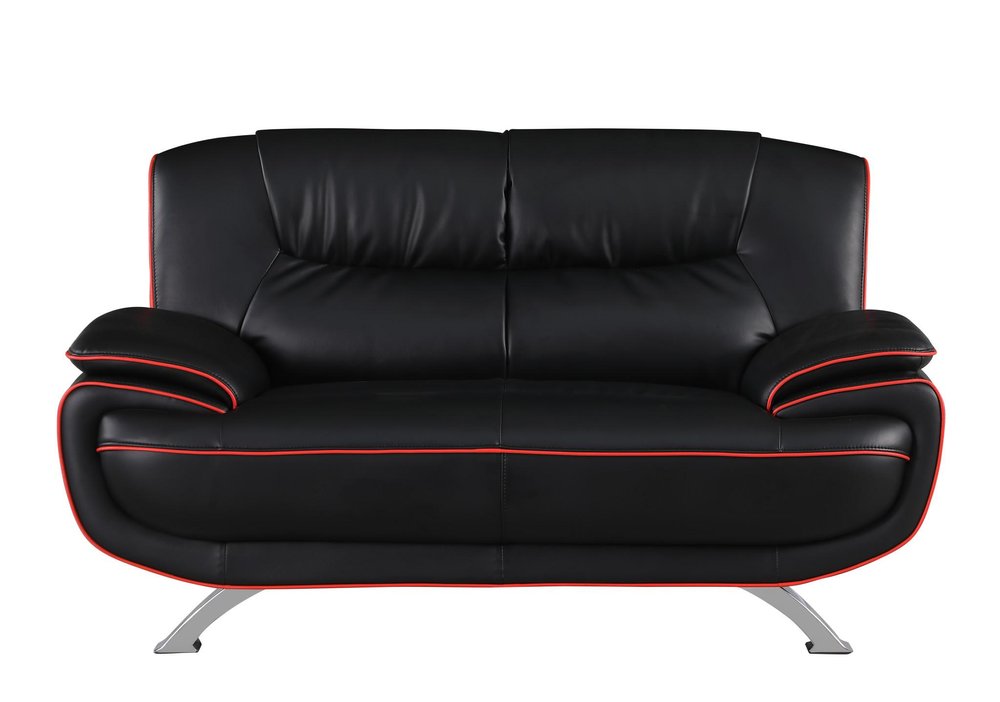 Two Piece Indoor Black Genuine Leather Five Person Seating Set HomeRoots