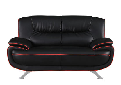 Two Piece Indoor Black Genuine Leather Five Person Seating Set HomeRoots