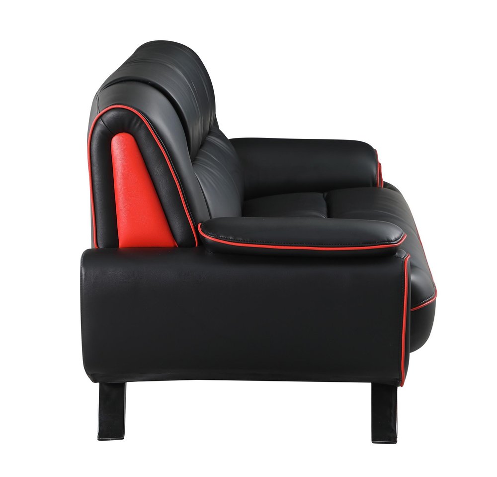 Two Piece Indoor Black Genuine Leather Five Person Seating Set HomeRoots