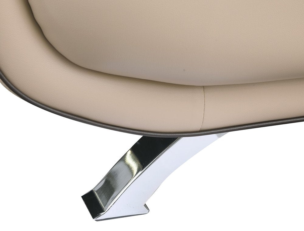 47" Beige And Silver Leather Match Club Chair HomeRoots