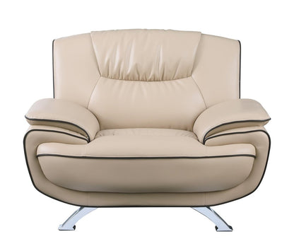 47" Beige And Silver Leather Match Club Chair HomeRoots