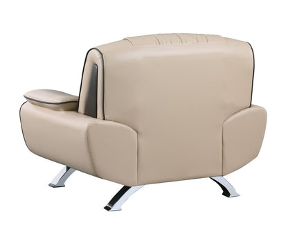 47" Beige And Silver Leather Match Club Chair HomeRoots