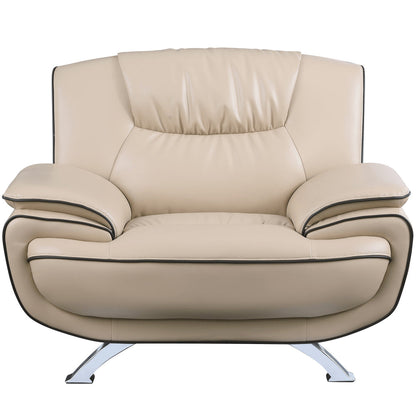 47" Beige And Silver Leather Match Club Chair HomeRoots