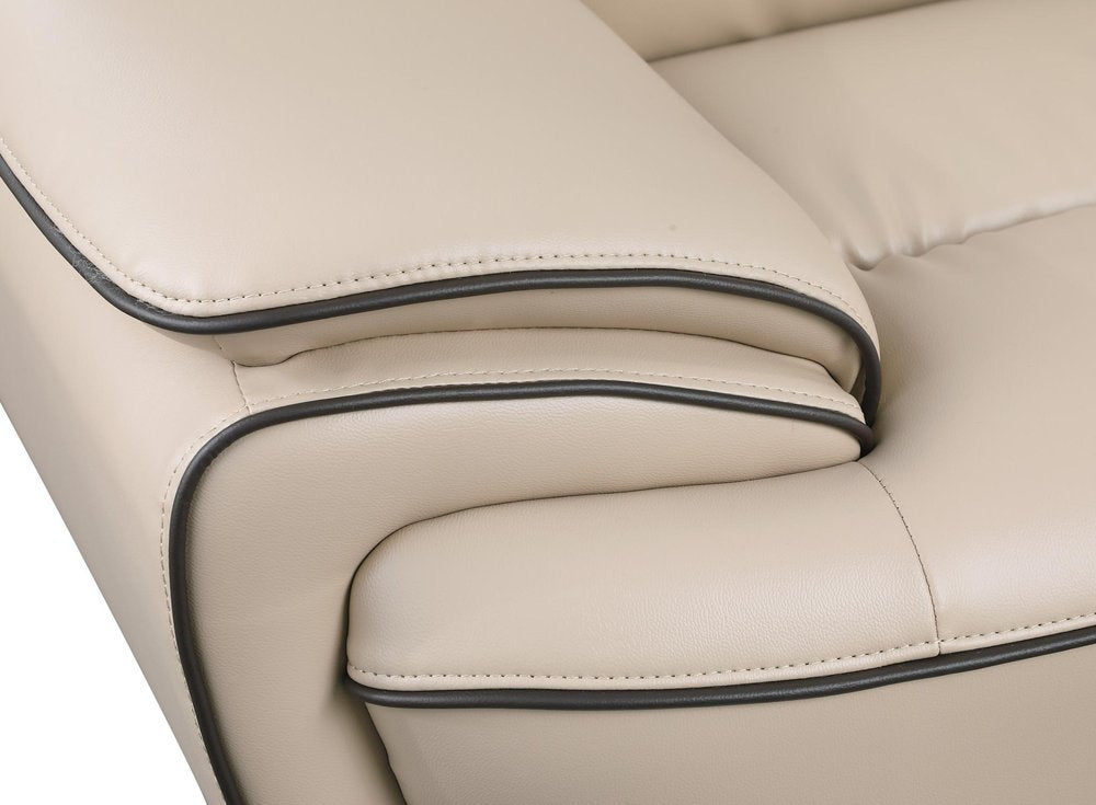 47" Beige And Silver Leather Match Club Chair HomeRoots