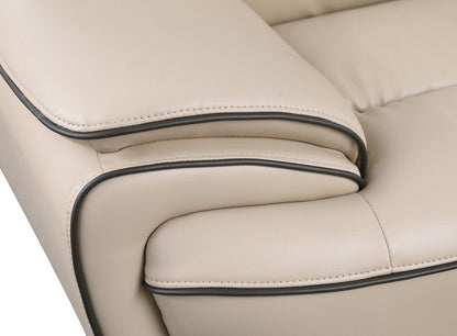 47" Beige And Silver Leather Match Club Chair HomeRoots