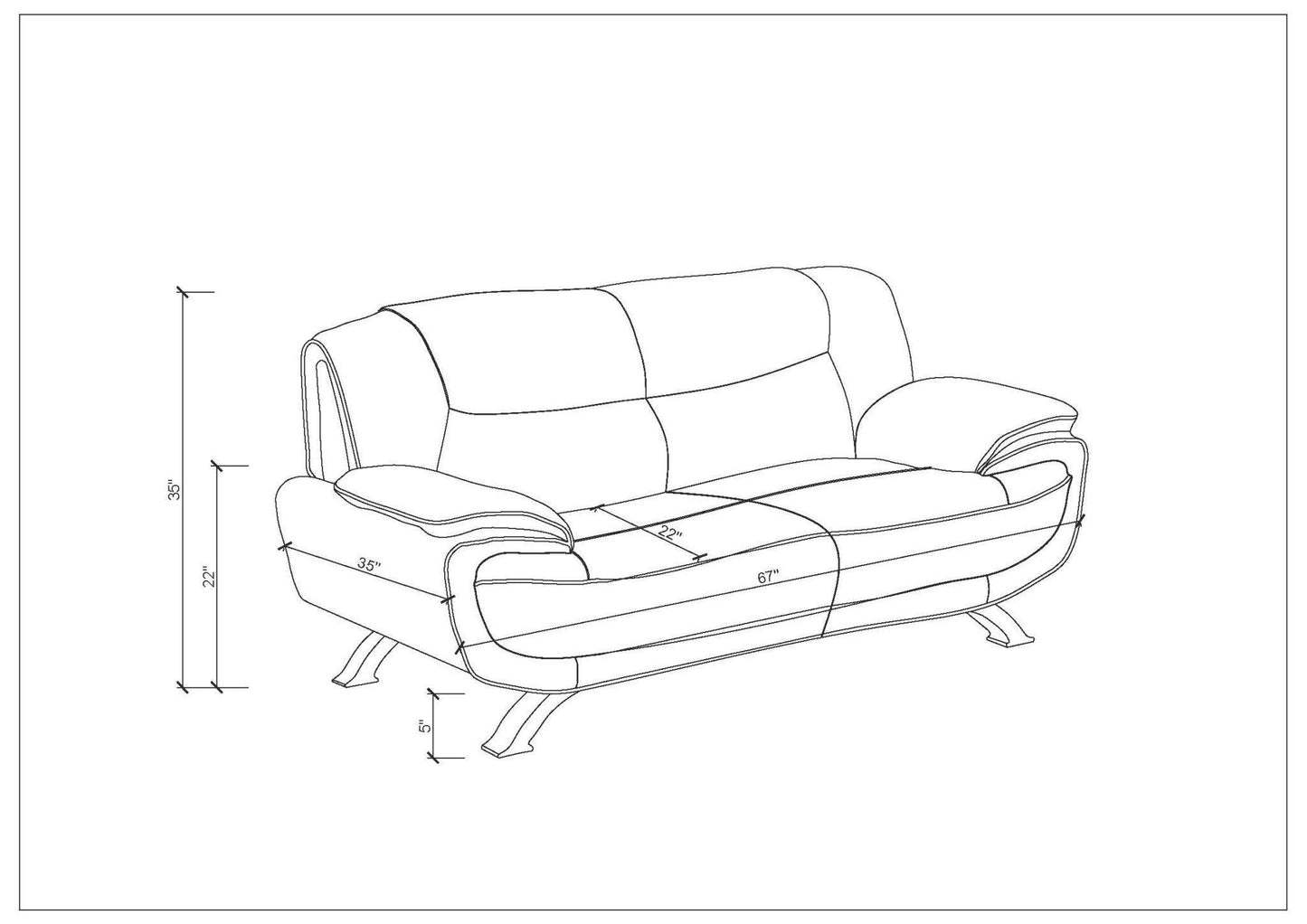 64" Brown And Silver Faux Leather Love Seat - FurniFindUSA