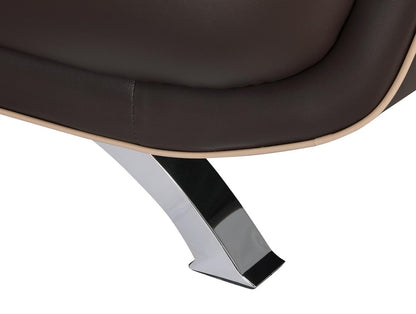 47" Brown And Silver Leather Match Club Chair HomeRoots