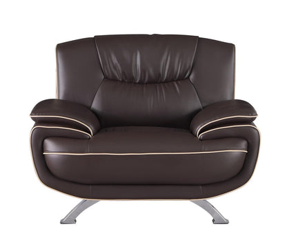 47" Brown And Silver Leather Match Club Chair HomeRoots