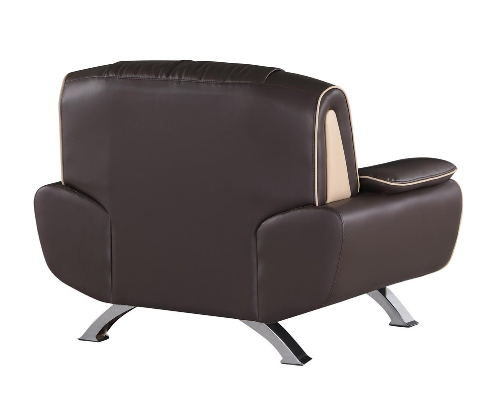 47" Brown And Silver Leather Match Club Chair HomeRoots