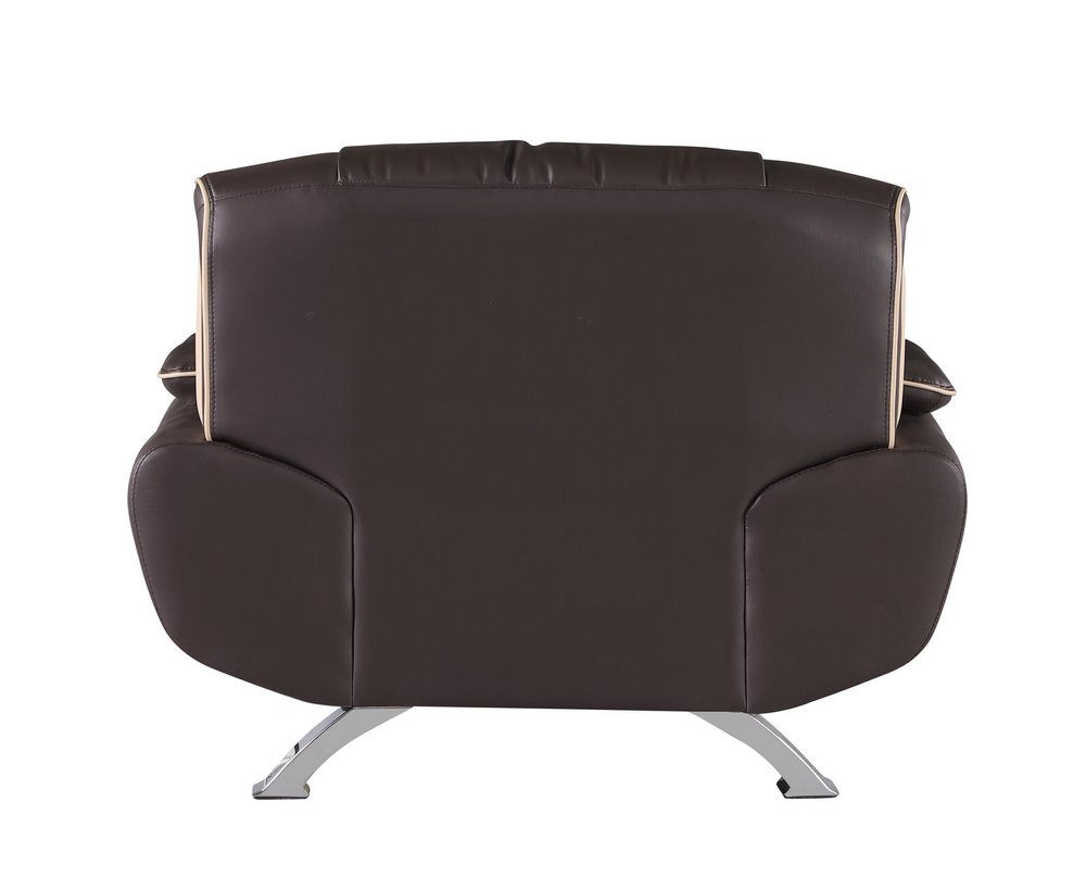 47" Brown And Silver Leather Match Club Chair HomeRoots
