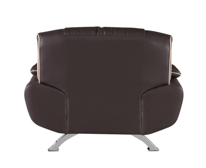 47" Brown And Silver Leather Match Club Chair HomeRoots
