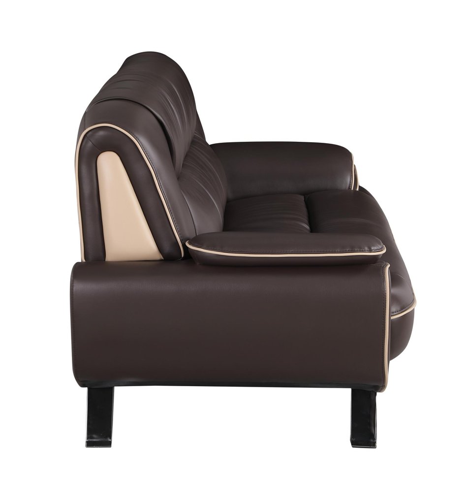 47" Brown And Silver Leather Match Club Chair HomeRoots