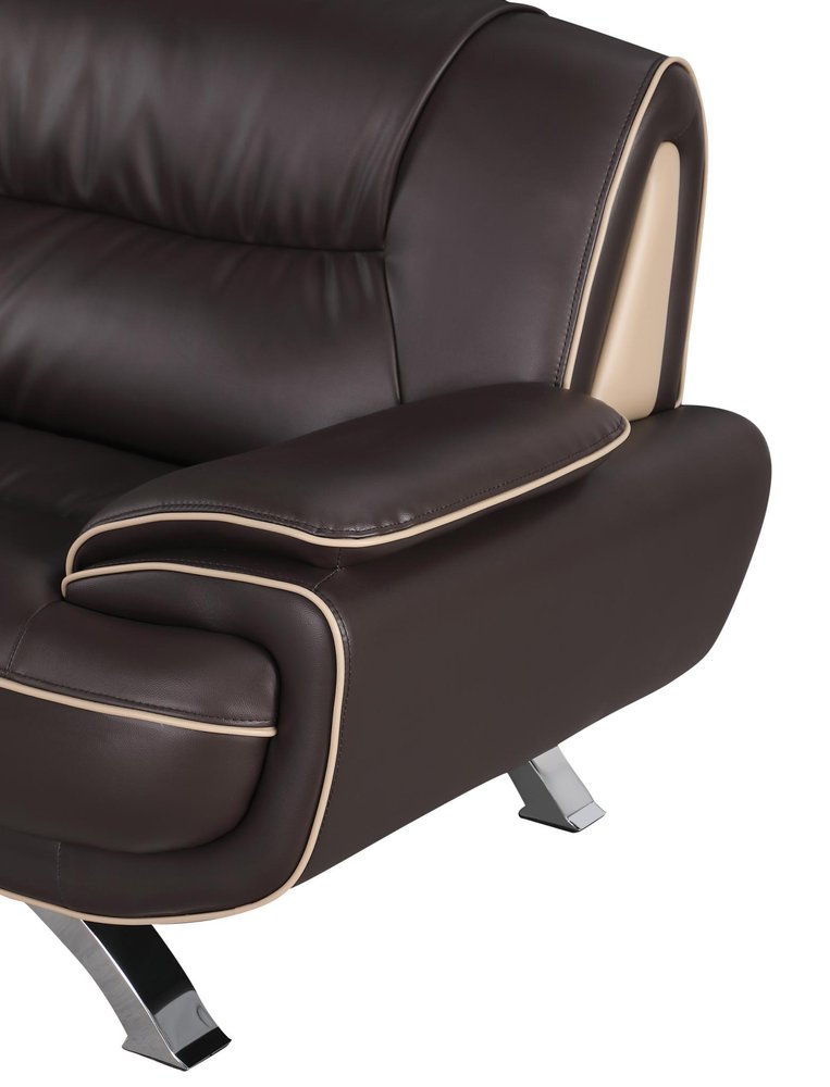 47" Brown And Silver Leather Match Club Chair HomeRoots