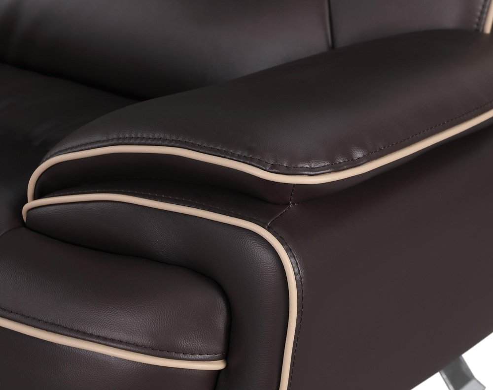 47" Brown And Silver Leather Match Club Chair HomeRoots