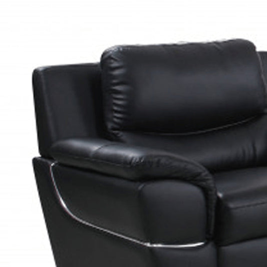 Three Piece Indoor Black Genuine Leather Six Person Seating Set HomeRoots