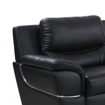 Three Piece Indoor Black Genuine Leather Six Person Seating Set HomeRoots