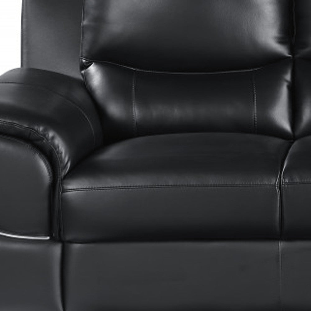85" Black Genuine Leather Sofa HomeRoots