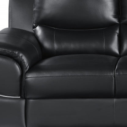 85" Black Genuine Leather Sofa HomeRoots