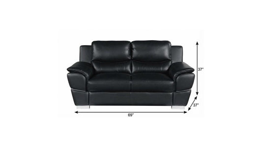 69" Black And Silver Faux Leather Love Seat HomeRoots