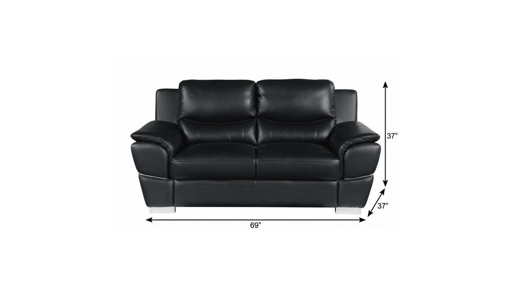 69" Black And Silver Faux Leather Love Seat HomeRoots