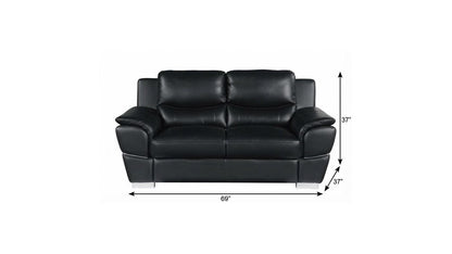 69" Black And Silver Faux Leather Love Seat HomeRoots