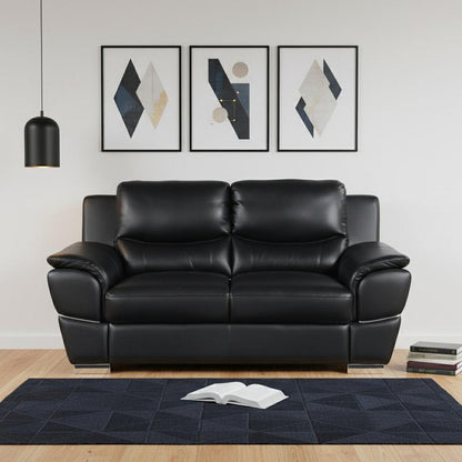 69" Black And Silver Faux Leather Love Seat HomeRoots