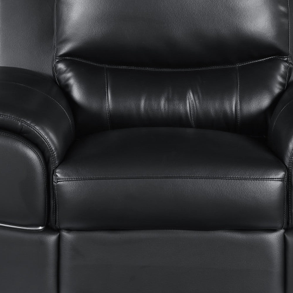 48" Black And Silver Leather Match Club Chair HomeRoots