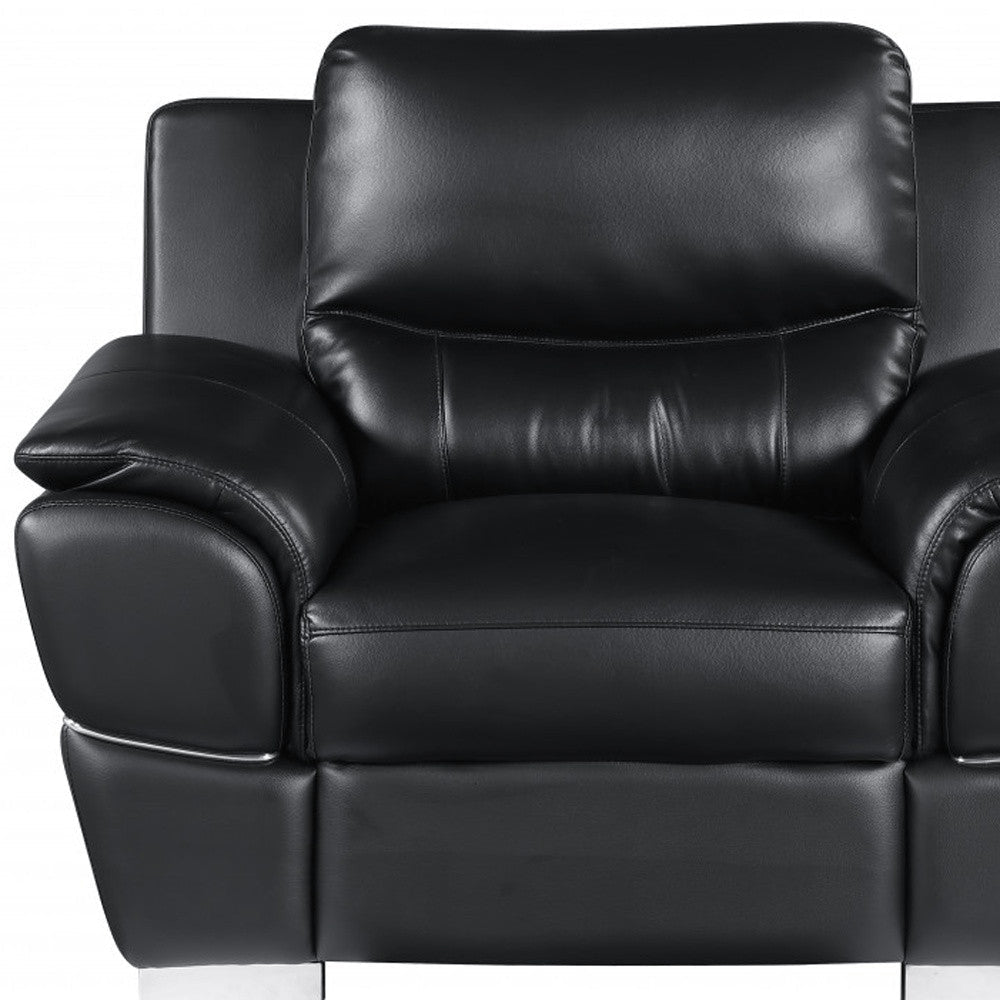 48" Black And Silver Leather Match Club Chair HomeRoots